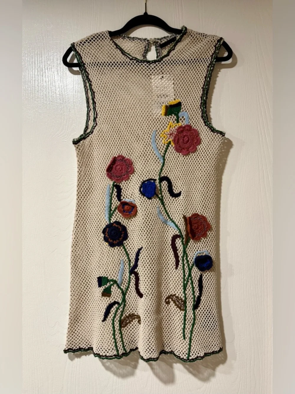 Zara Embroidered Crochet Floral Tank Dress in Cream/Multi NWT Size Medium - Picture 13 of 13